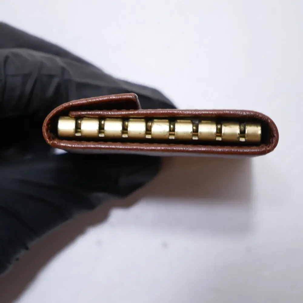 AUTHENTIC VINTAGE DIOR 8 KEY HOLDER BROWN LEATHER SNAP POCKET POUCH CASE WALLET
